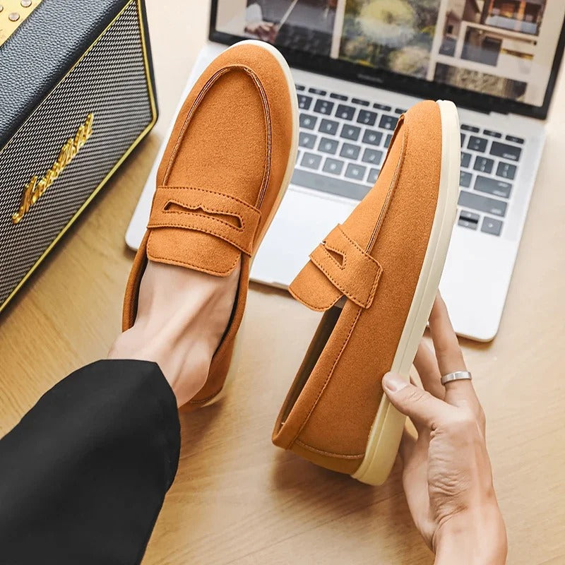 Comfortable Mens Suede Loafers Lightweight Slip On Shoes