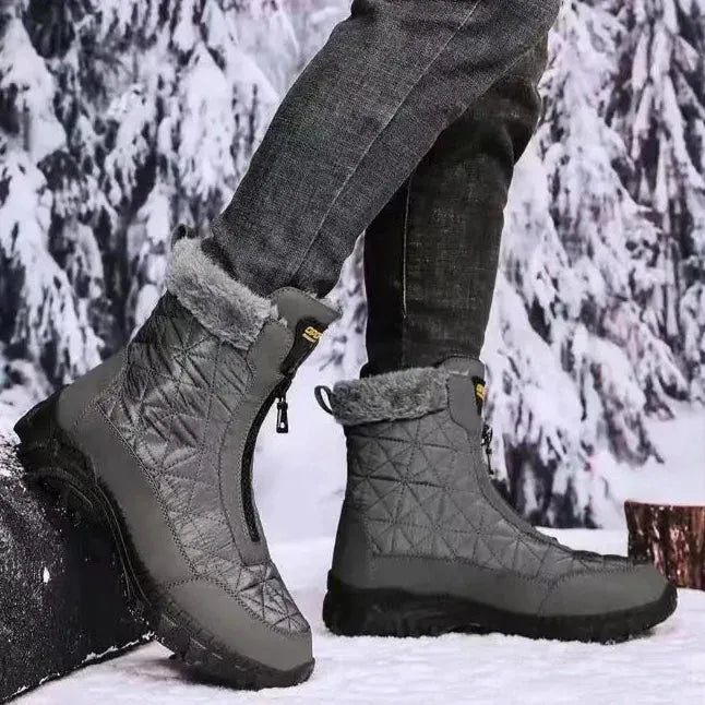 Low Heel Insulated Leather Ankle Boots