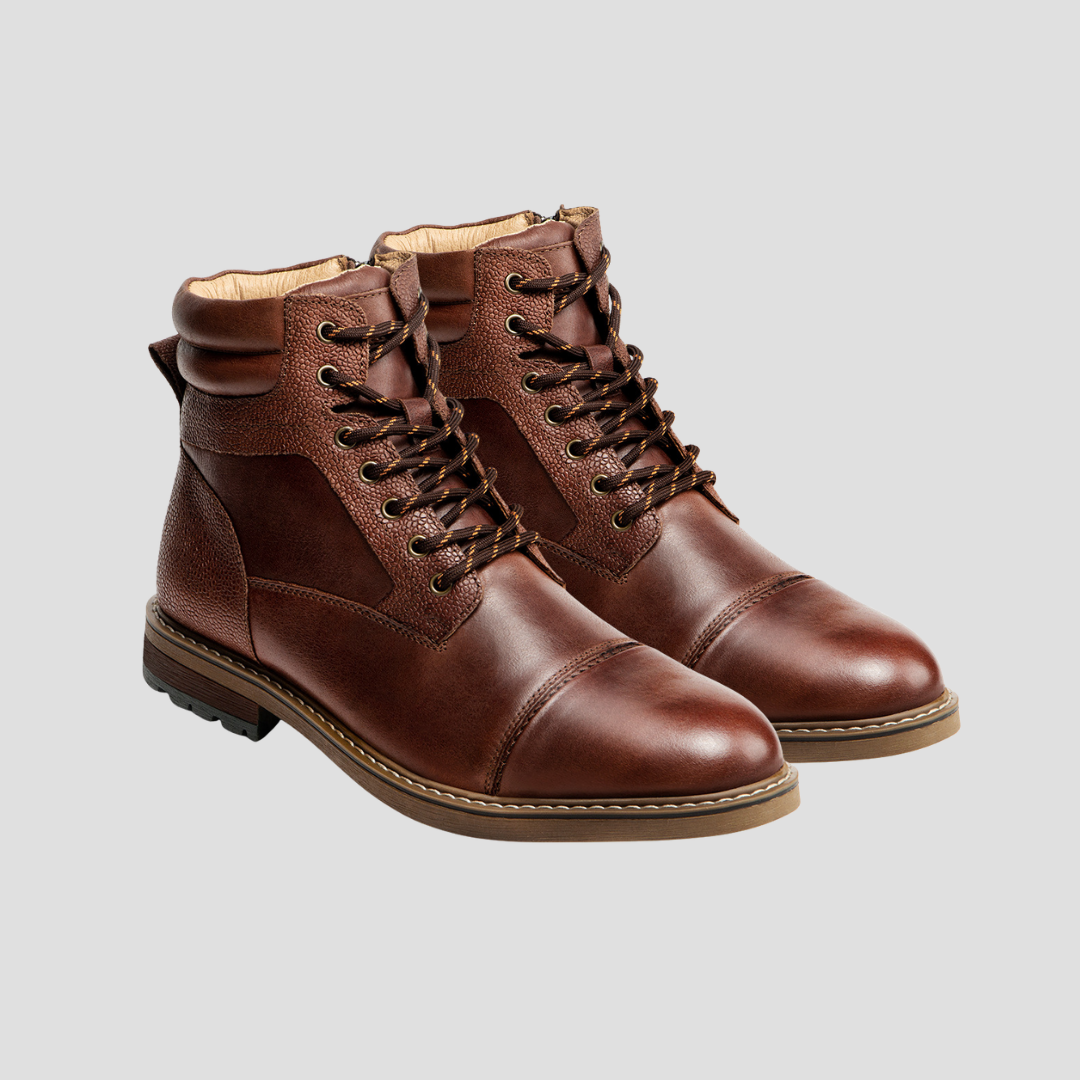 Tough Leather Ankle Combat Boots - OutfitLondon