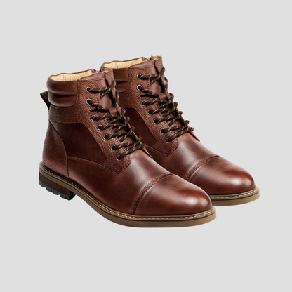 Tough Leather Ankle Combat Boots - OutfitLondon