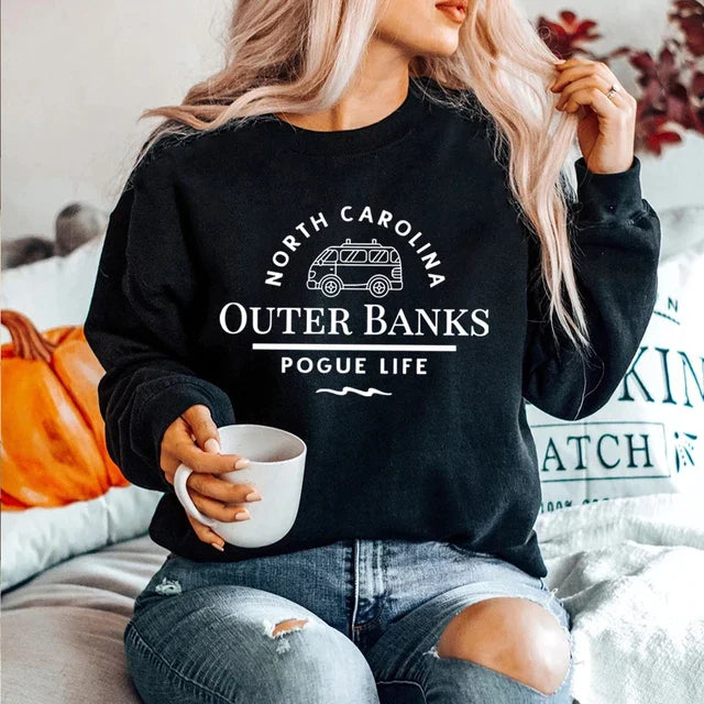 Trendy NC Graphic Cold Weather Sweatshirt - OutfitLondon