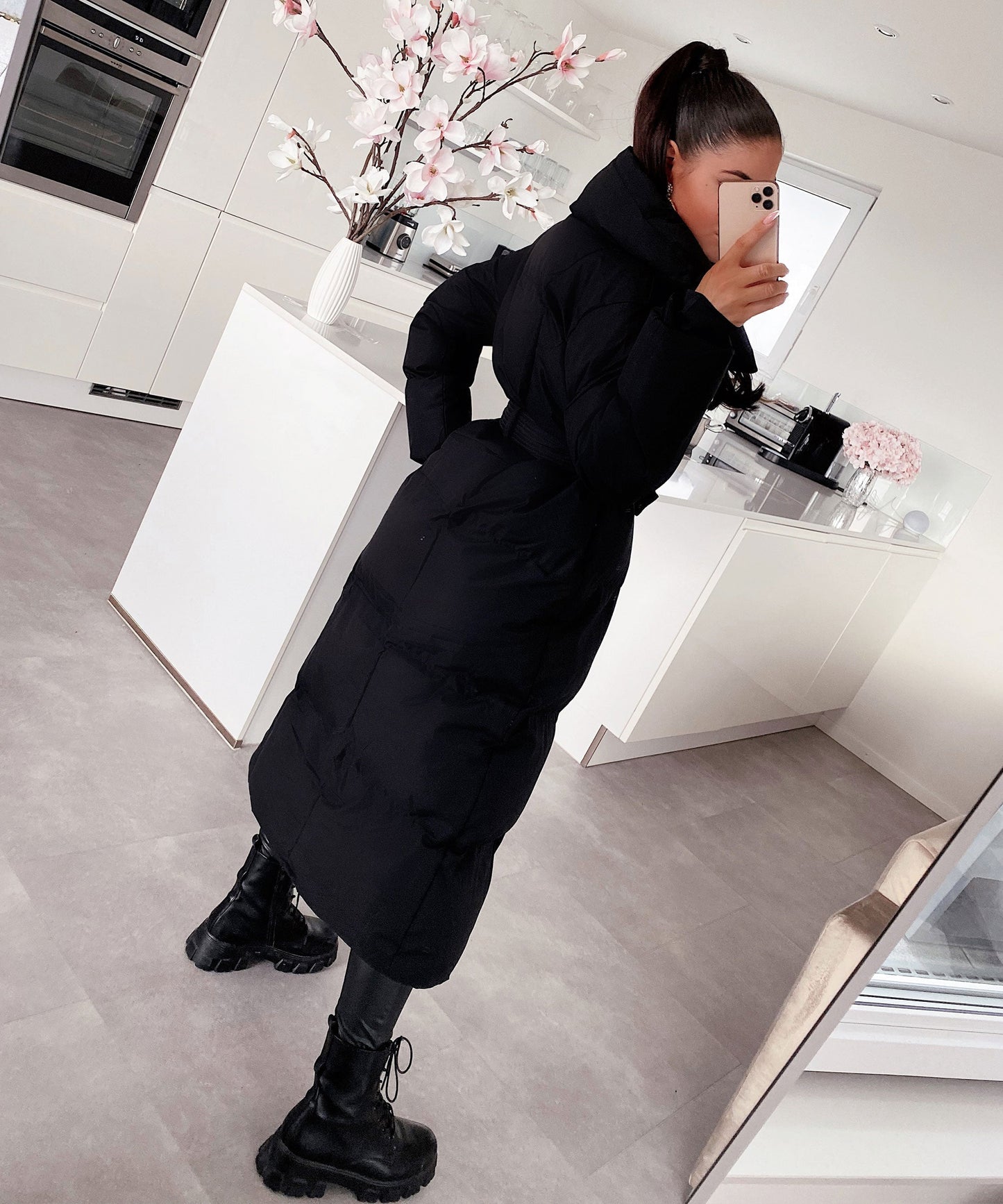 Large Black Parka Coat for Cold Weather