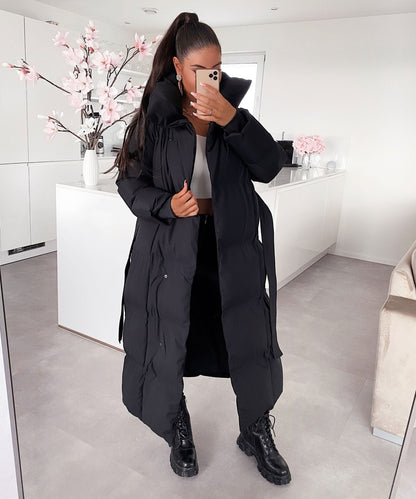 Large Black Parka Coat for Cold Weather