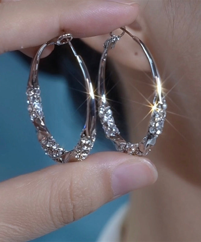 Women's Copper Zircon Hoop Earrings 4cm - OutfitLondon