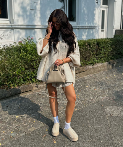 Soft Beige Women's Oversized Sweater Cardigan