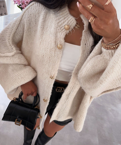 Soft Beige Women's Oversized Sweater Cardigan