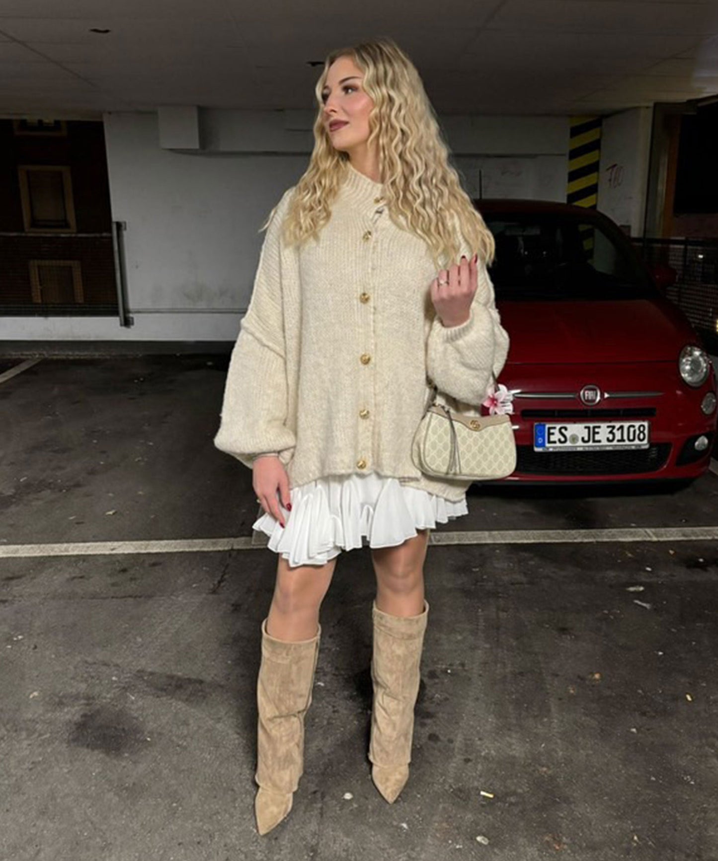 Soft Beige Women's Oversized Sweater Cardigan