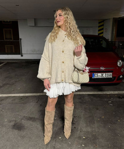 Soft Beige Women's Oversized Sweater Cardigan
