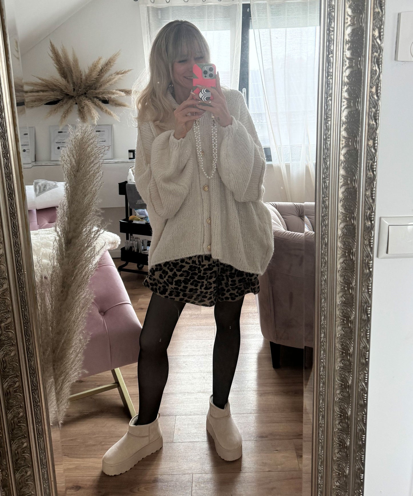 Soft Beige Women's Oversized Sweater Cardigan