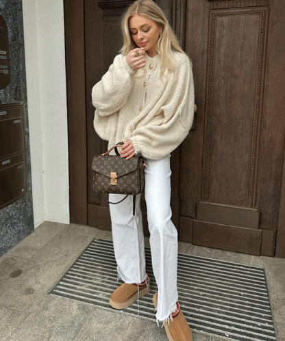 Soft Beige Women's Oversized Sweater Cardigan
