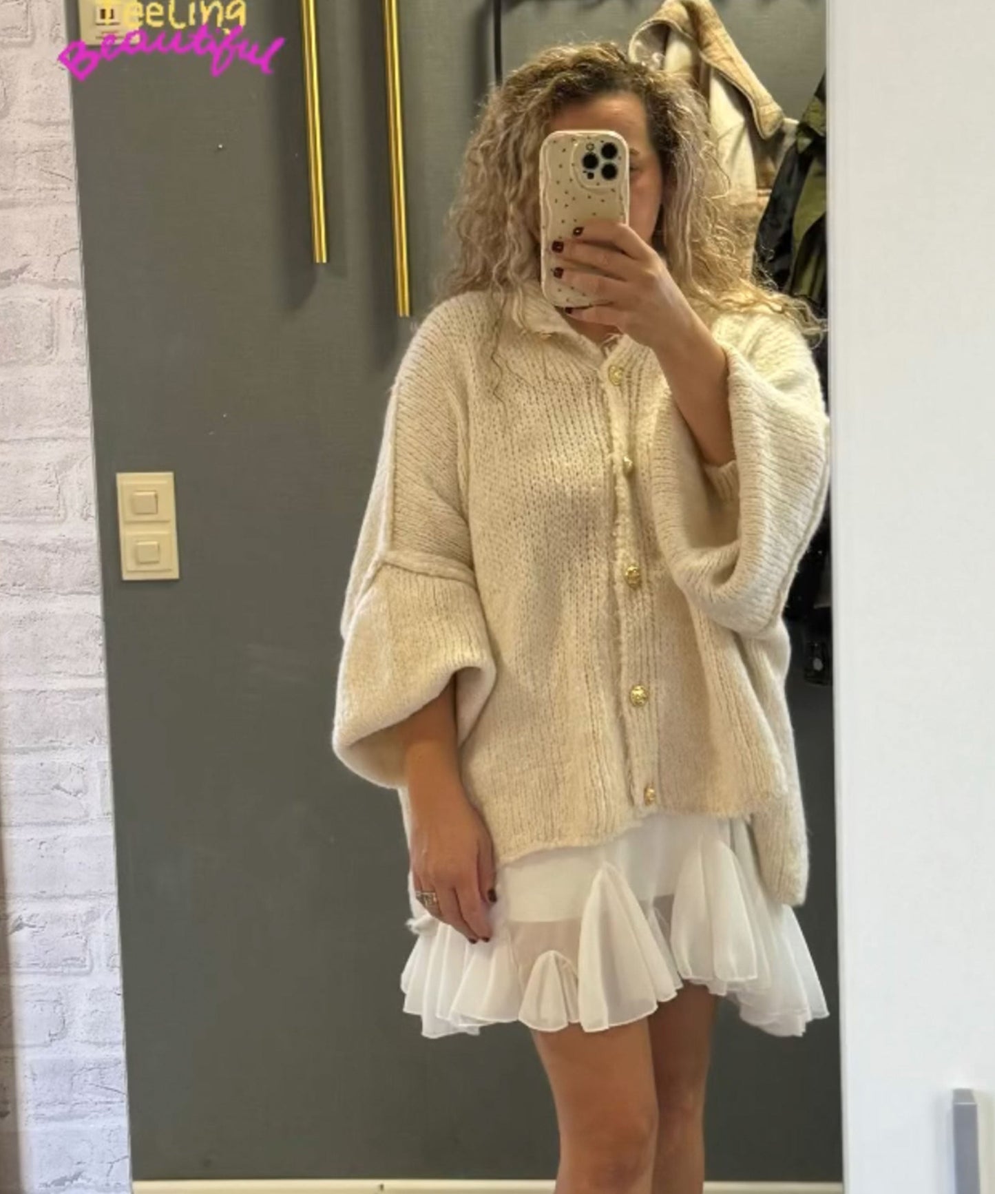 Soft Beige Women's Oversized Sweater Cardigan