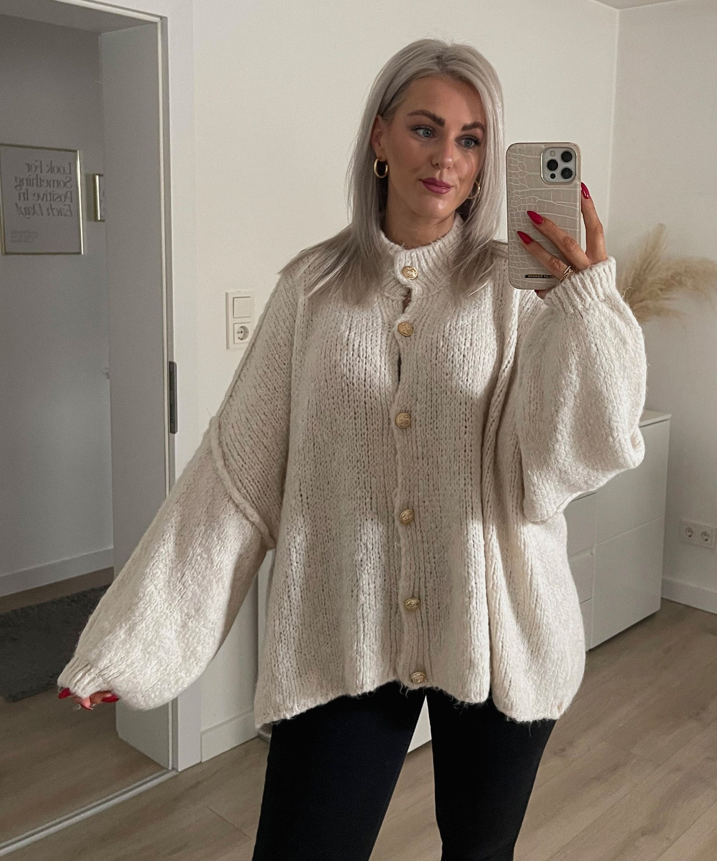 Soft Beige Women's Oversized Sweater Cardigan