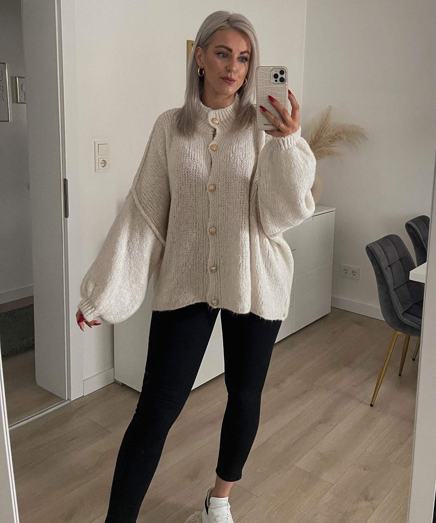 Soft Beige Women's Oversized Sweater Cardigan