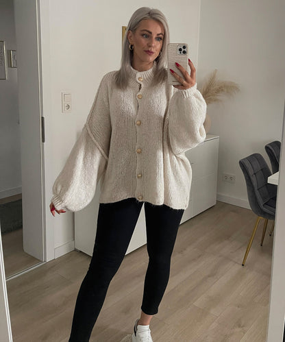 Soft Beige Women's Oversized Sweater Cardigan