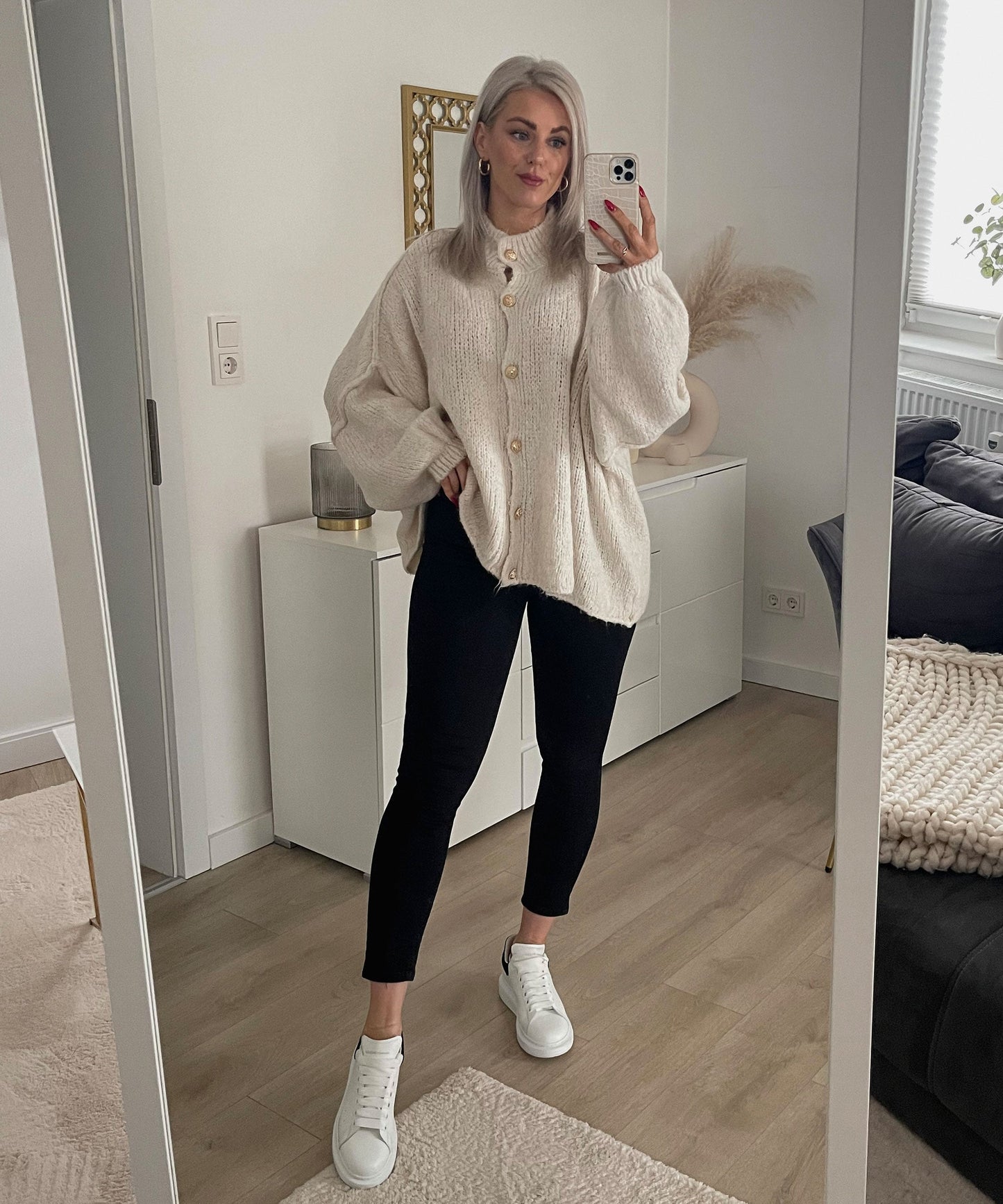 Soft Beige Women's Oversized Sweater Cardigan