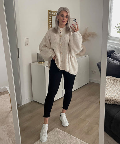 Soft Beige Women's Oversized Sweater Cardigan