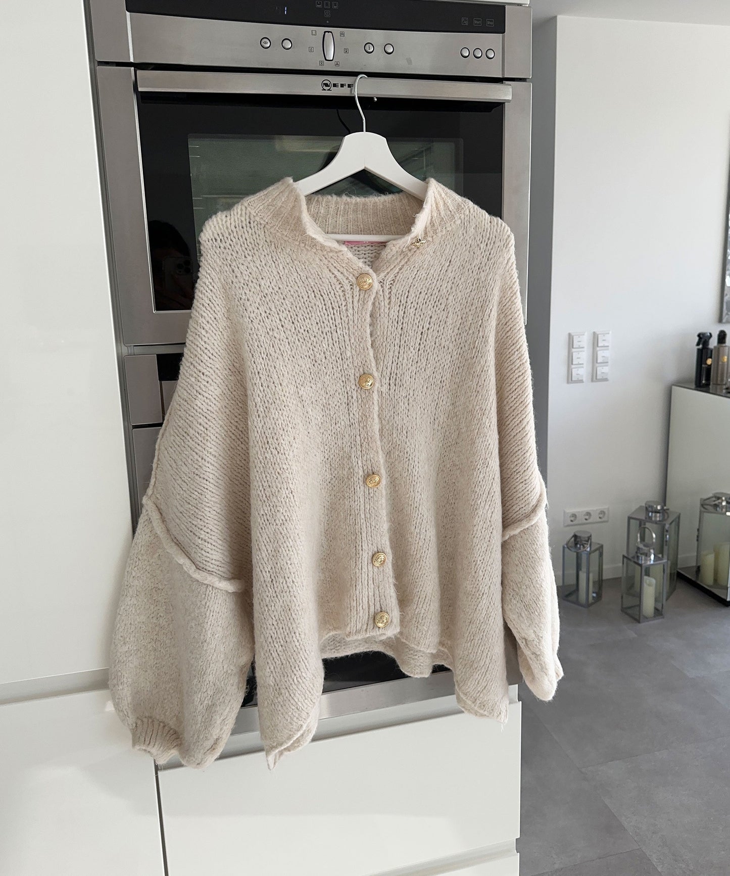 Soft Beige Women's Oversized Sweater Cardigan