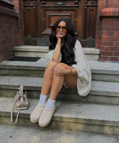 Soft Beige Women's Oversized Sweater Cardigan