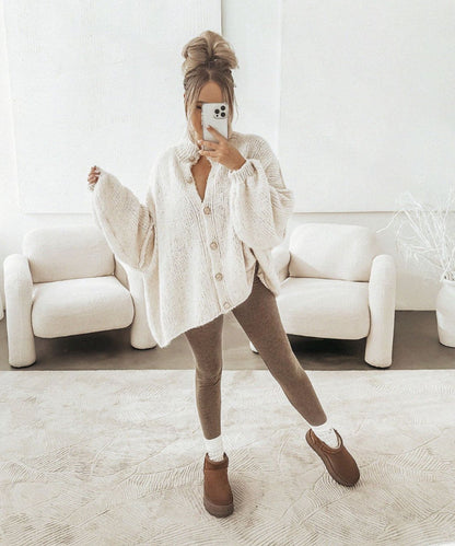 Soft Beige Women's Oversized Sweater Cardigan