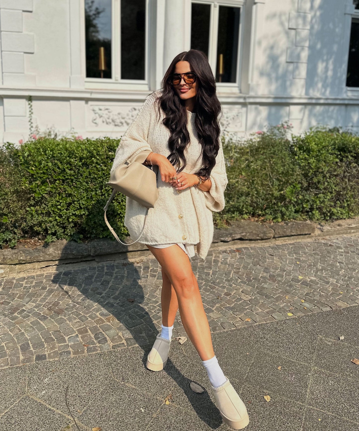 Soft Beige Women's Oversized Sweater Cardigan