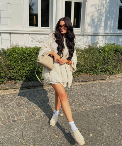 Soft Beige Women's Oversized Sweater Cardigan