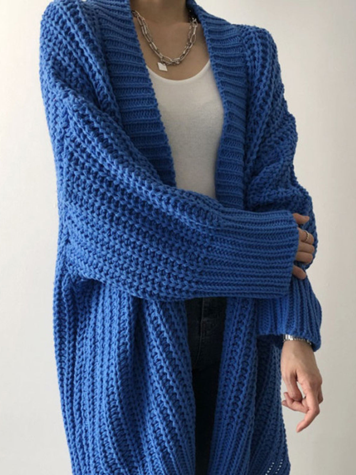 Relaxed Fit Open Cardigan Sweater