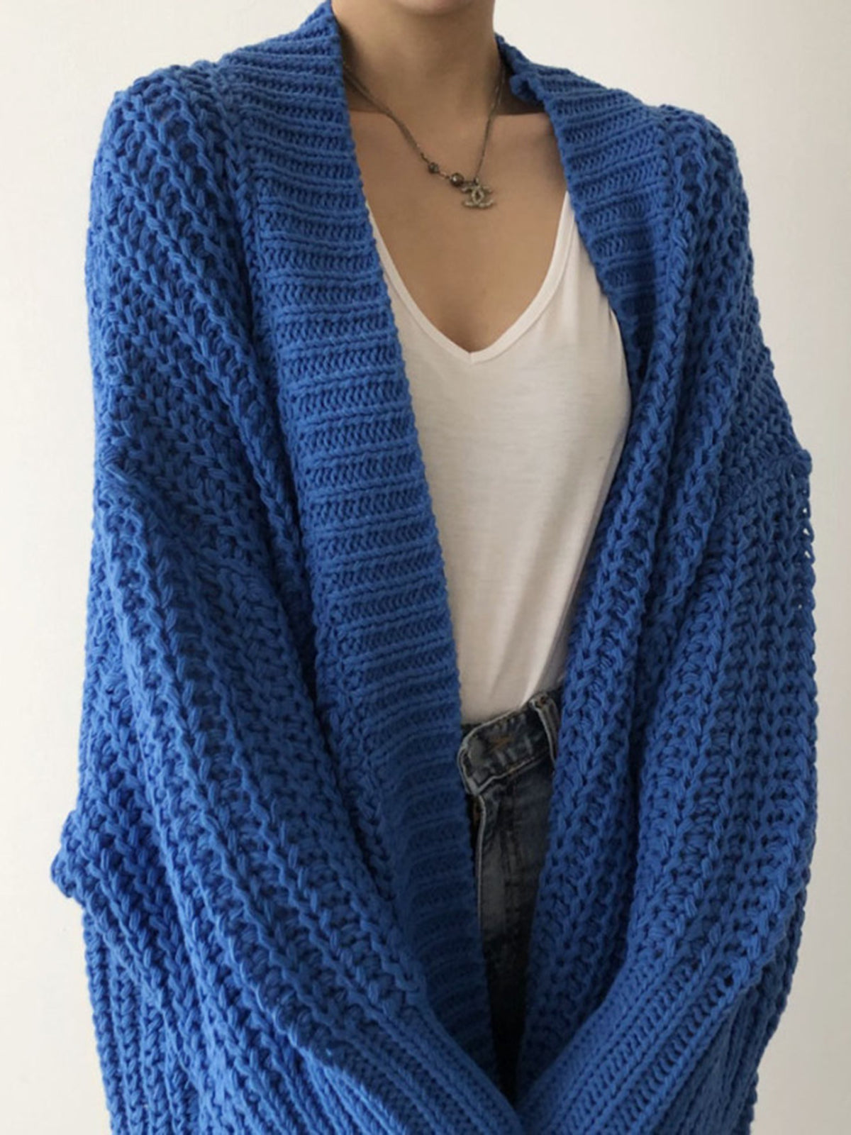 Relaxed Fit Open Cardigan Sweater