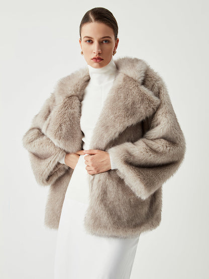 Luxurious Large Faux Fur Trench Coat
