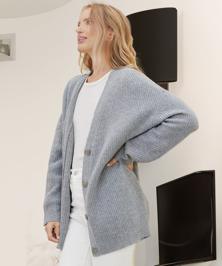 Comfortable Large Button Front Cardigan Sweater