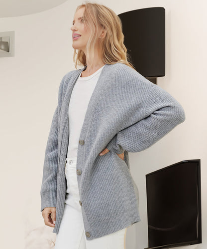 Comfortable Large Button Front Cardigan Sweater
