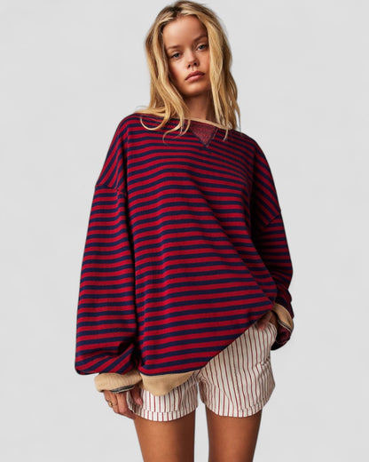 Ladies' Classic Wide Fit Striped Sweater
