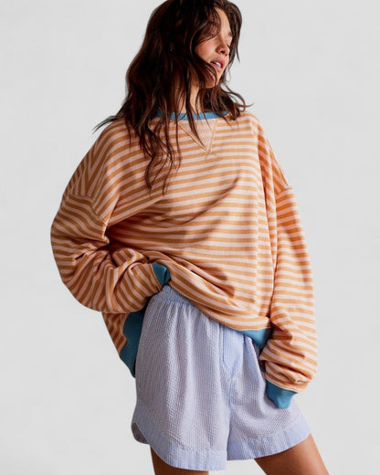 Ladies' Classic Wide Fit Striped Sweater