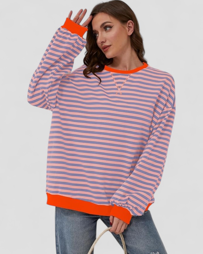 Ladies' Classic Wide Fit Striped Sweater