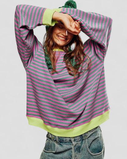 Ladies' Classic Wide Fit Striped Sweater