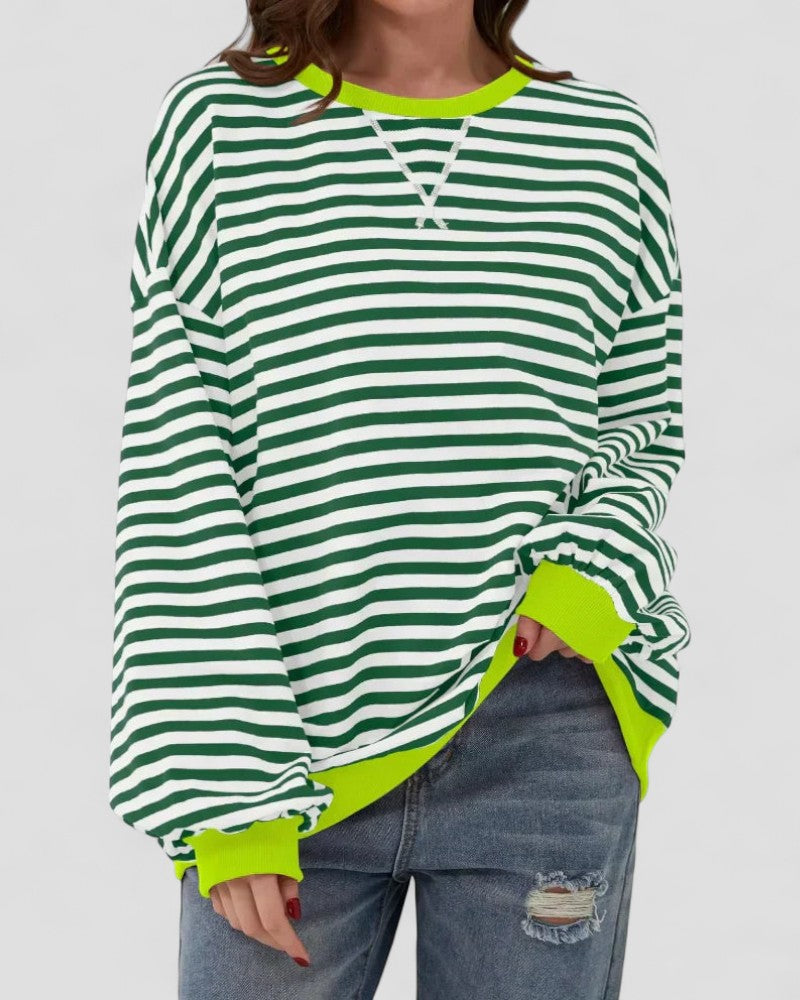 Ladies' Classic Wide Fit Striped Sweater