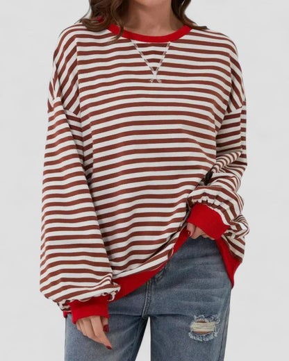 Ladies' Classic Wide Fit Striped Sweater