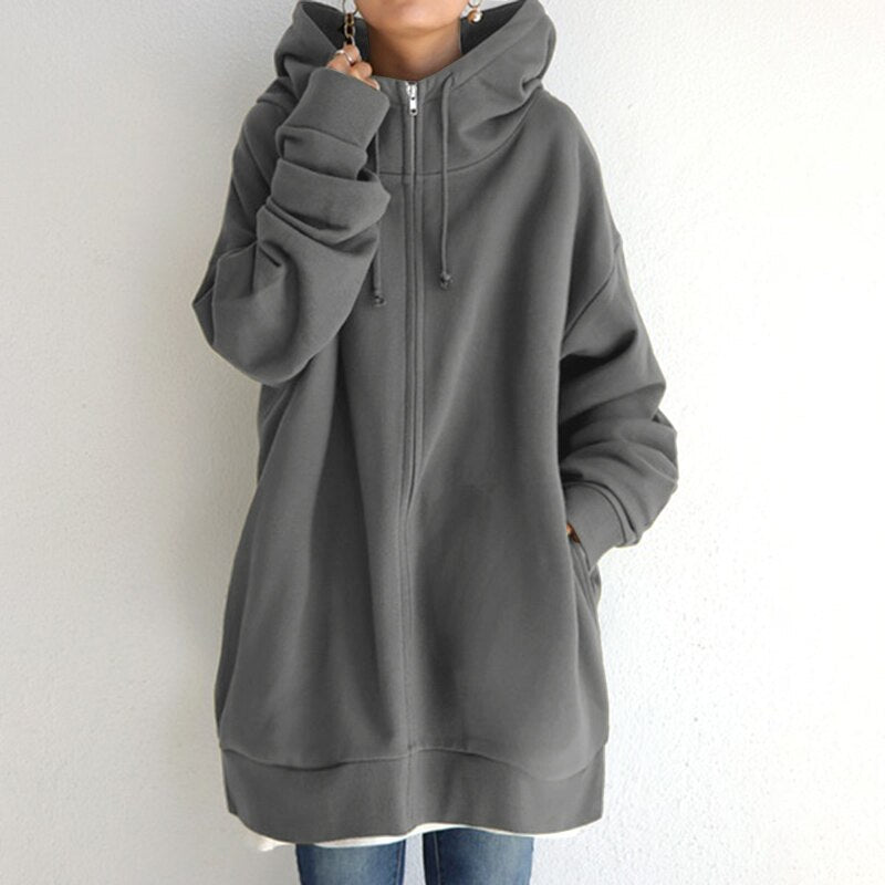 Women's Cozy Large Wool Winter Sweatshirt Hoodie - OutfitLondon