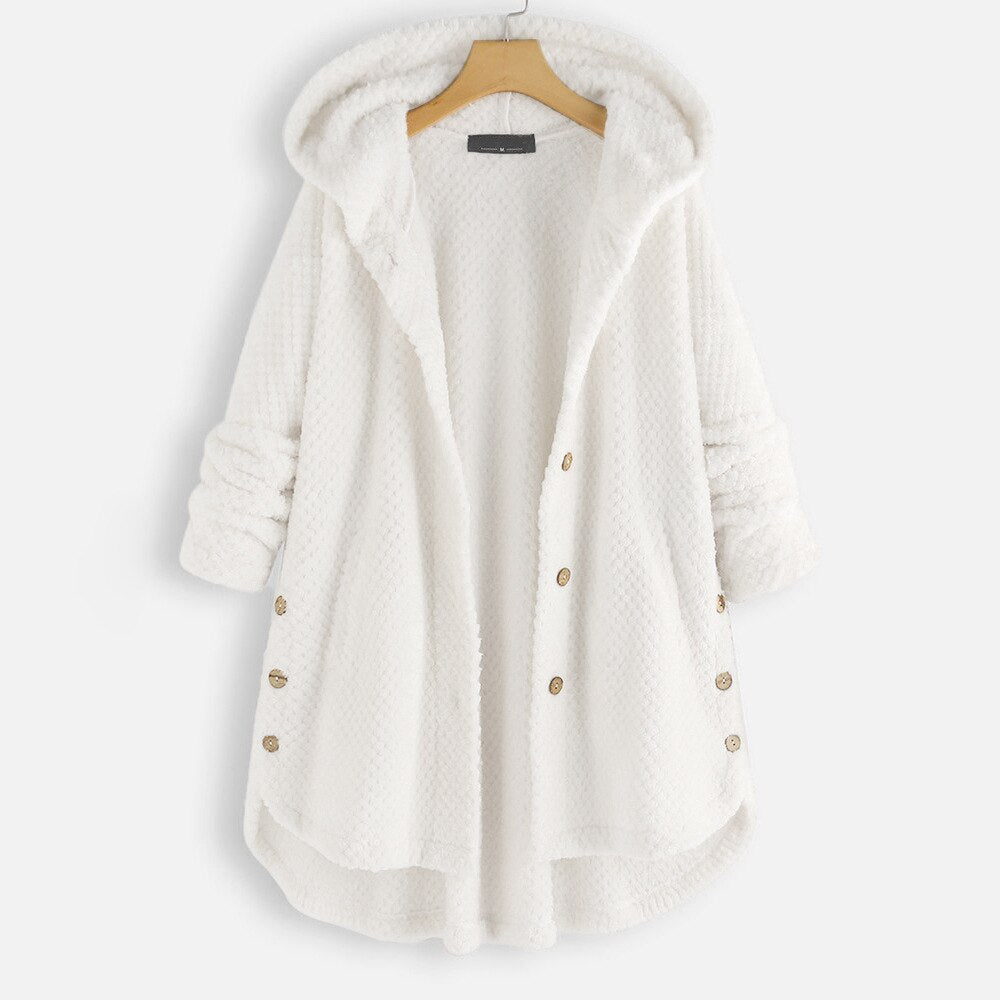 Cozy Women's Large Cable Knit Hooded Sweater