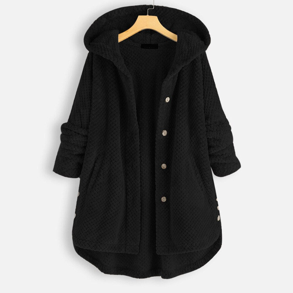 Cozy Women's Large Cable Knit Hooded Sweater