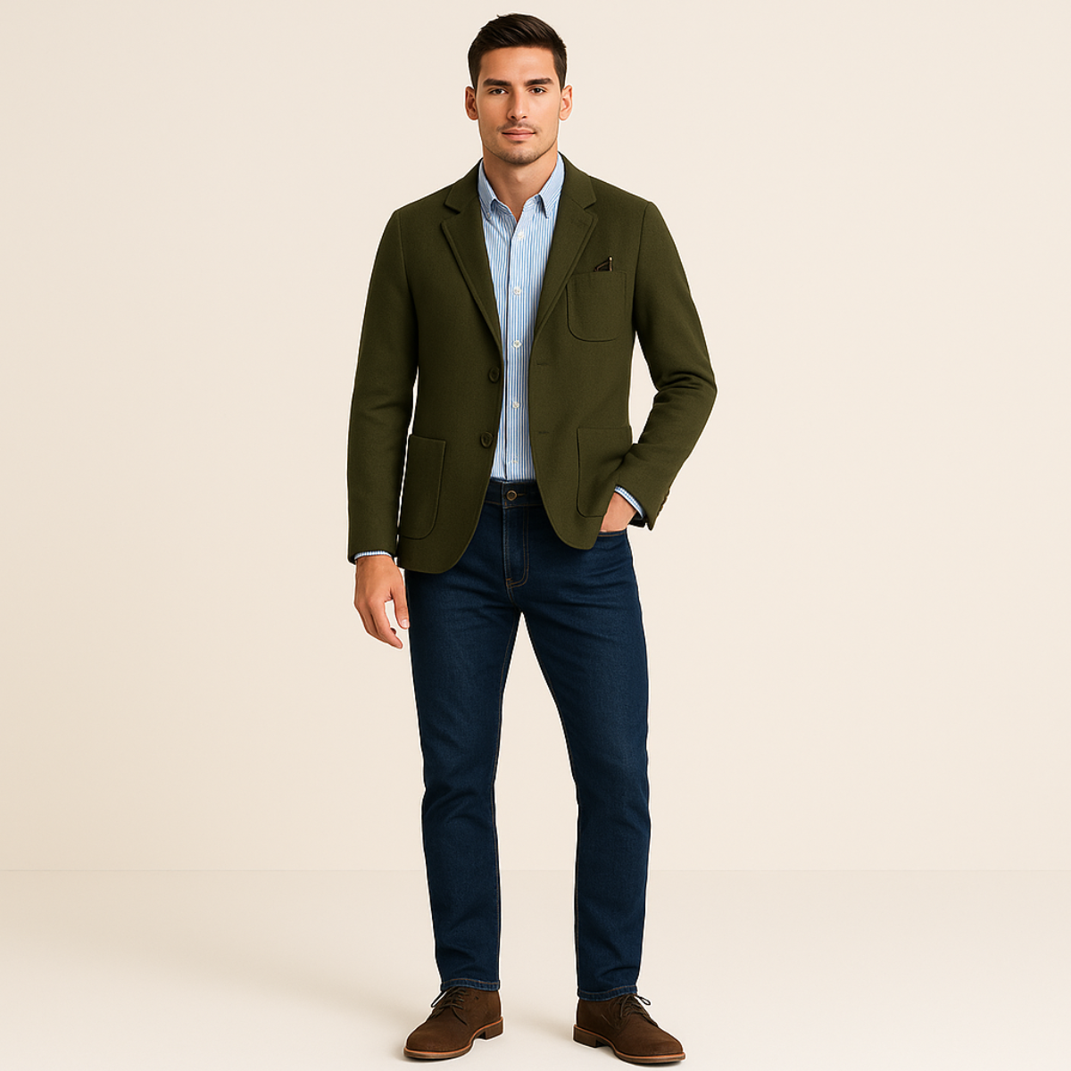 Men's Linen Blazer Beige