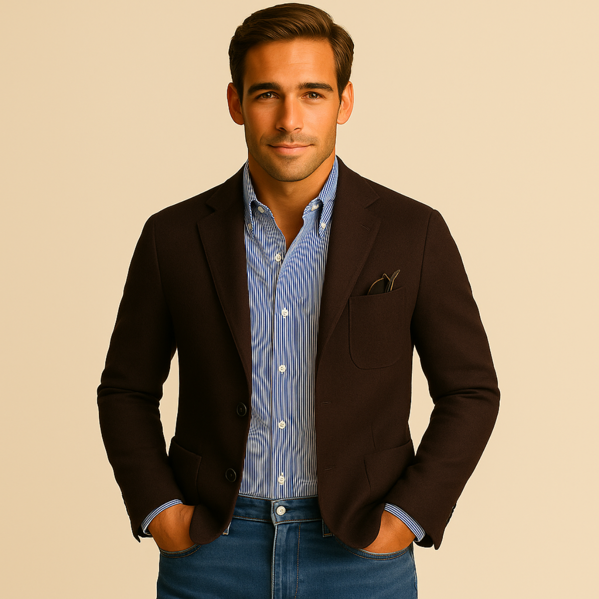 Men's Linen Blazer Beige