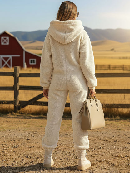 Cozy Women's Oversized Fleece Hoodie Jumpsuit