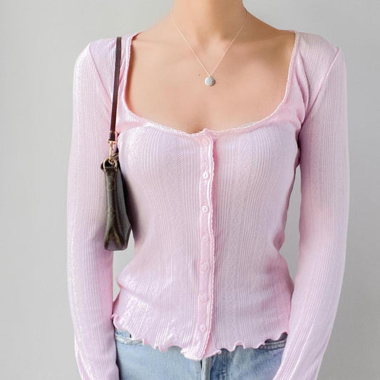 Comfortable Loose Fit Square Neck Womens Top - OutfitLondon
