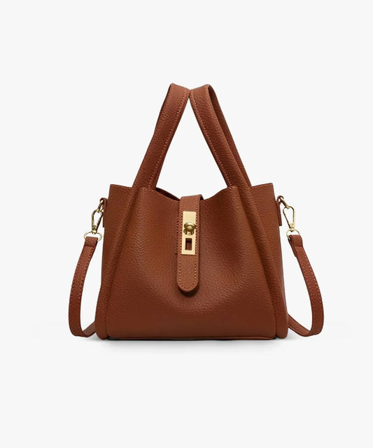 Women's Classic Leather Tote Bag with Adjustable Crossbody Strap