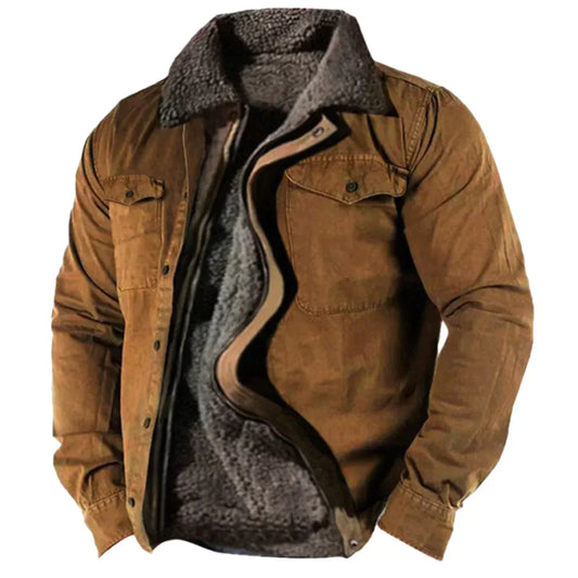 Warm Fleece Lined Shirt Jacket for Men - OutfitLondon
