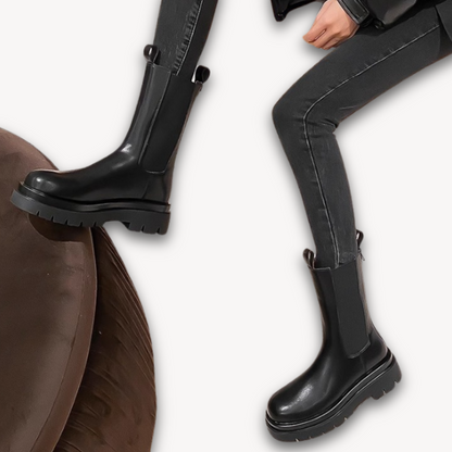 Classic Black Leather Ankle Boots - Comfortable Slip On Shoes