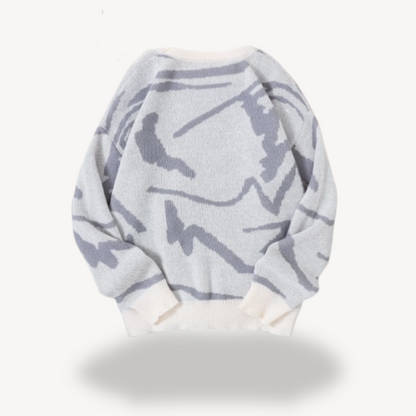 Trendy Geometric Knit Pullover Sweater