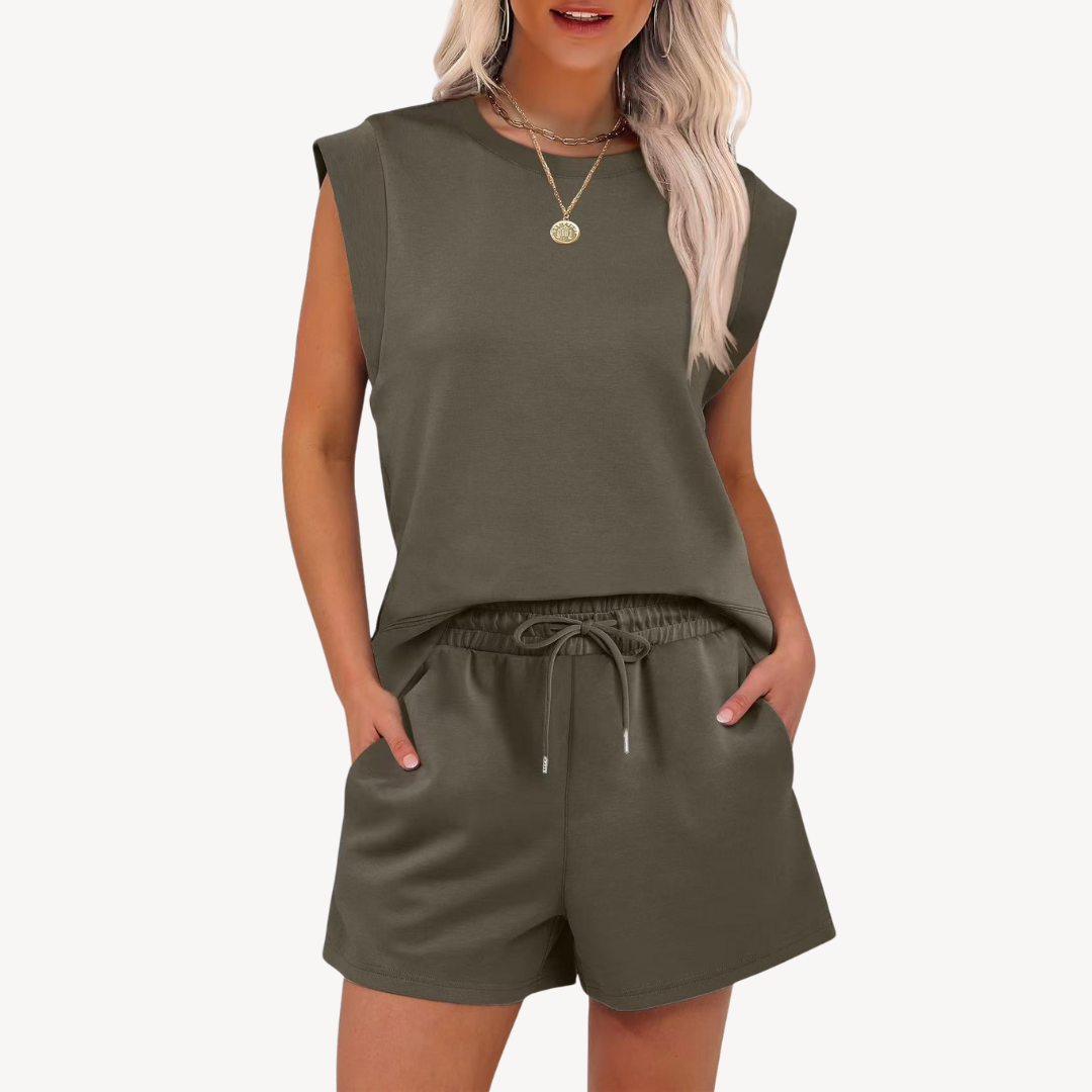 Relaxed Fit Ladies Cotton Shorts Set