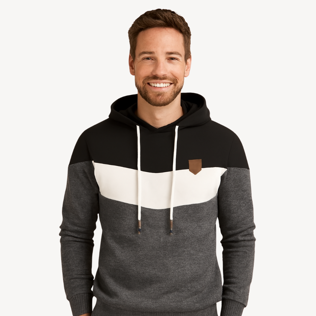Fashionable Contrast Hooded Sweatshirt - OutfitLondon
