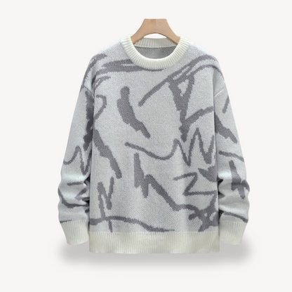 Trendy Geometric Knit Pullover Sweater